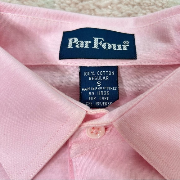 Vintage Par Four Cotton Pink Striped Men's Polo ShirtSize Small - Picture 3 of 16